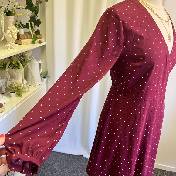 Loft Red Star Print Wrap Dress - Picture 3 of 12